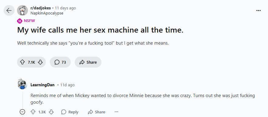 a popular comment in subreddit dadjokes a popular comment in subreddit dadjokes