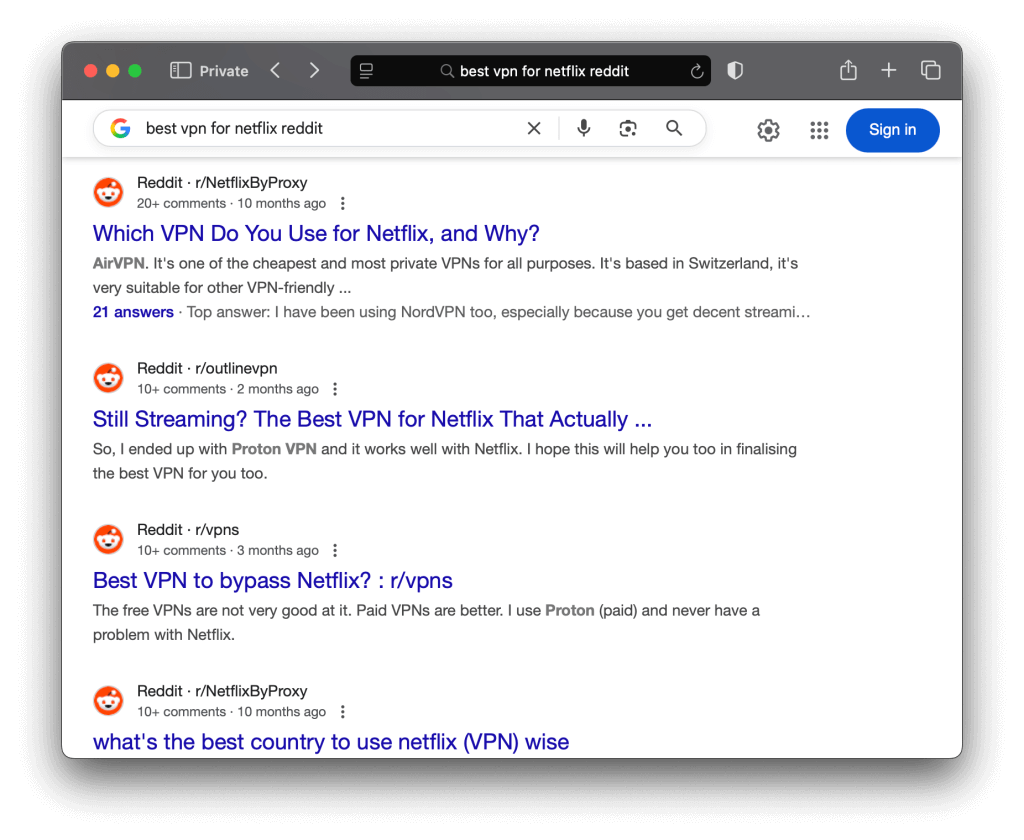 searching for subreddits to post on Google