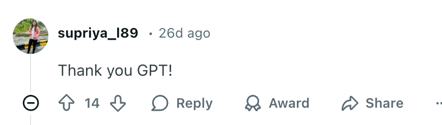 fake comment detected