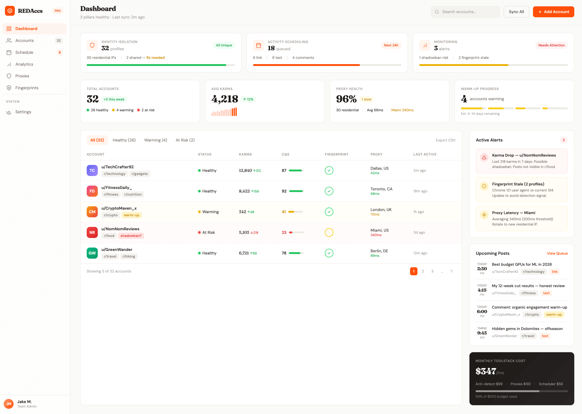 an ideal Reddit account management stack
