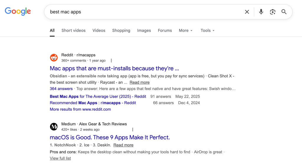 Reddit threads are ranking extremely well on Google
