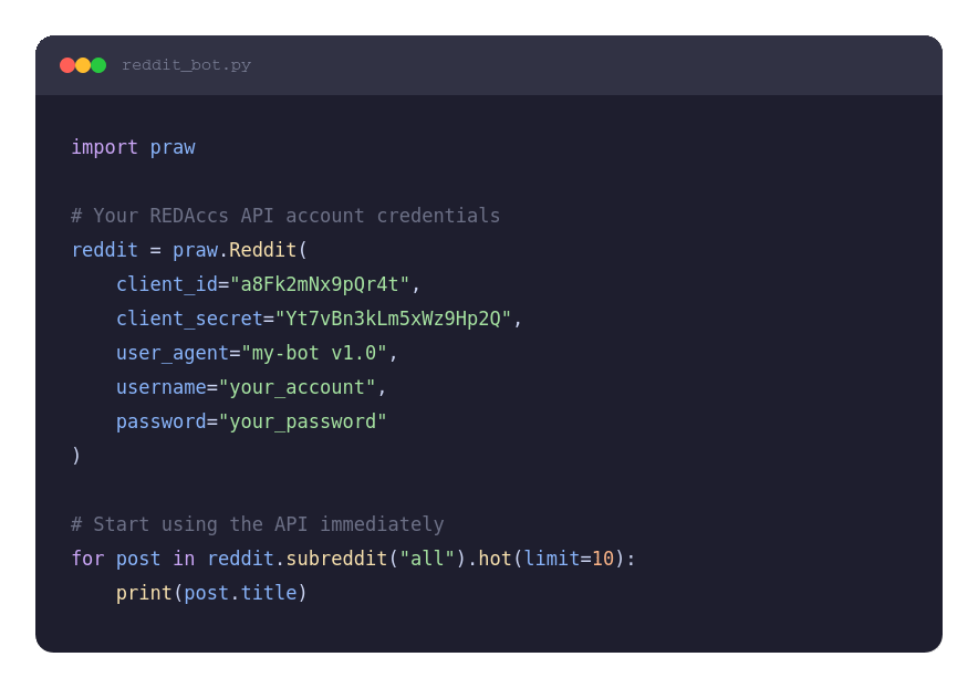 reddit app using dev api