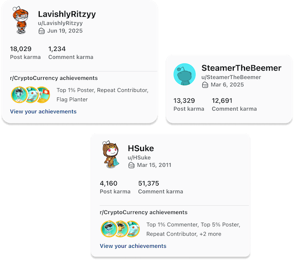 the accounts we use for posting Reddit comments