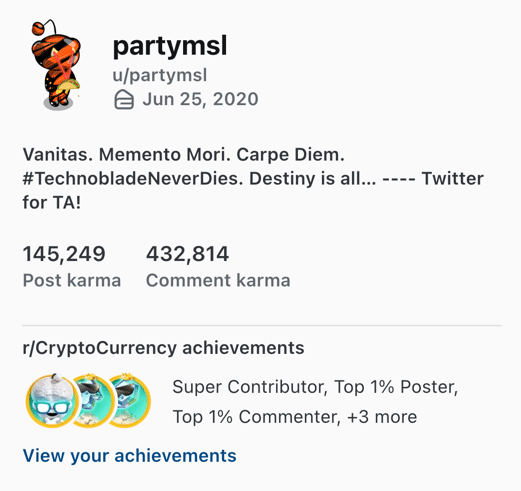 a normal reddit account on subreddit CryptoCurrency